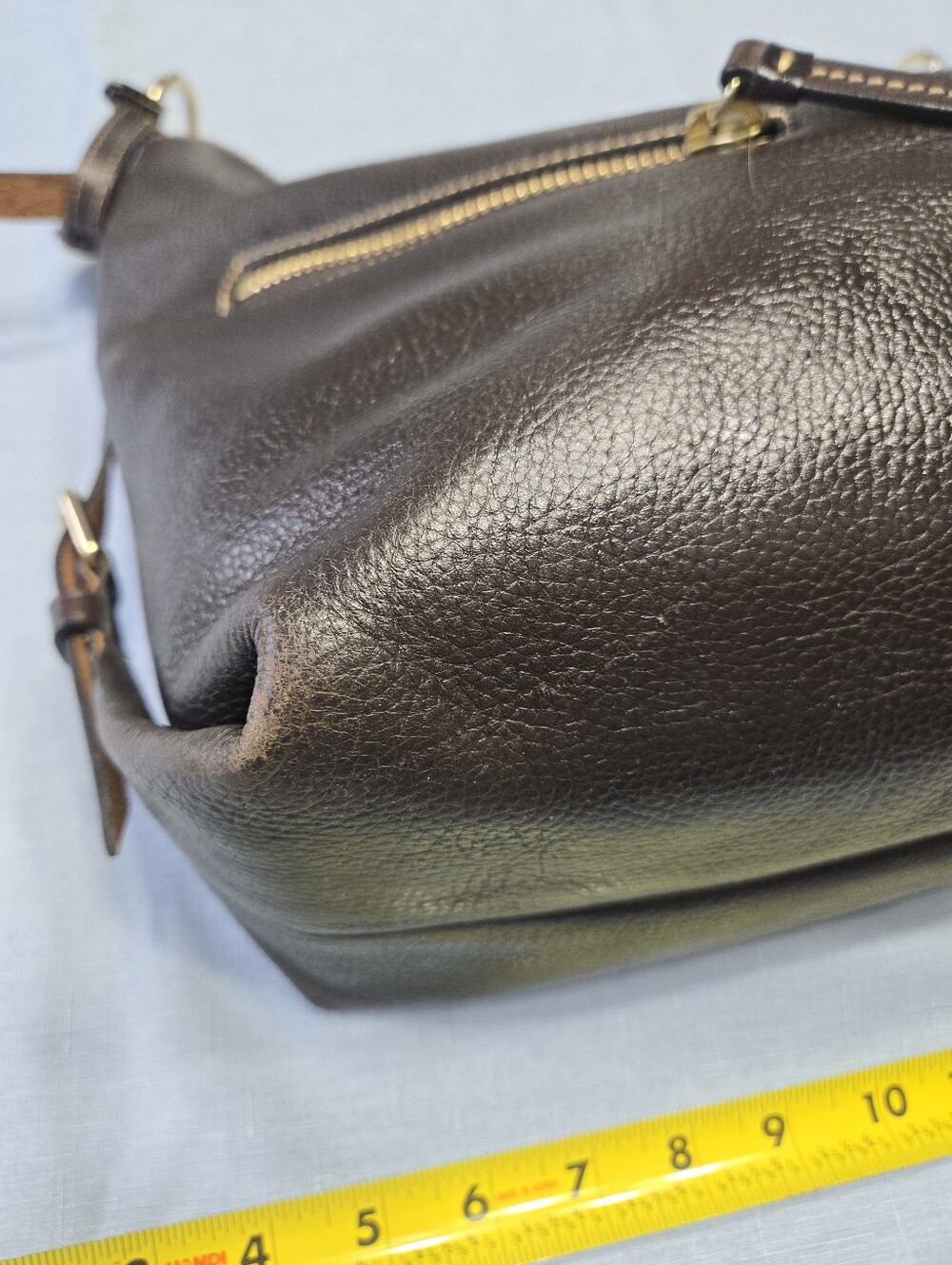 Dooney & Bourke Florentine Leather Hobo Shoulder Bag – Dark Brown Pebbled - Picture 10 of 17
